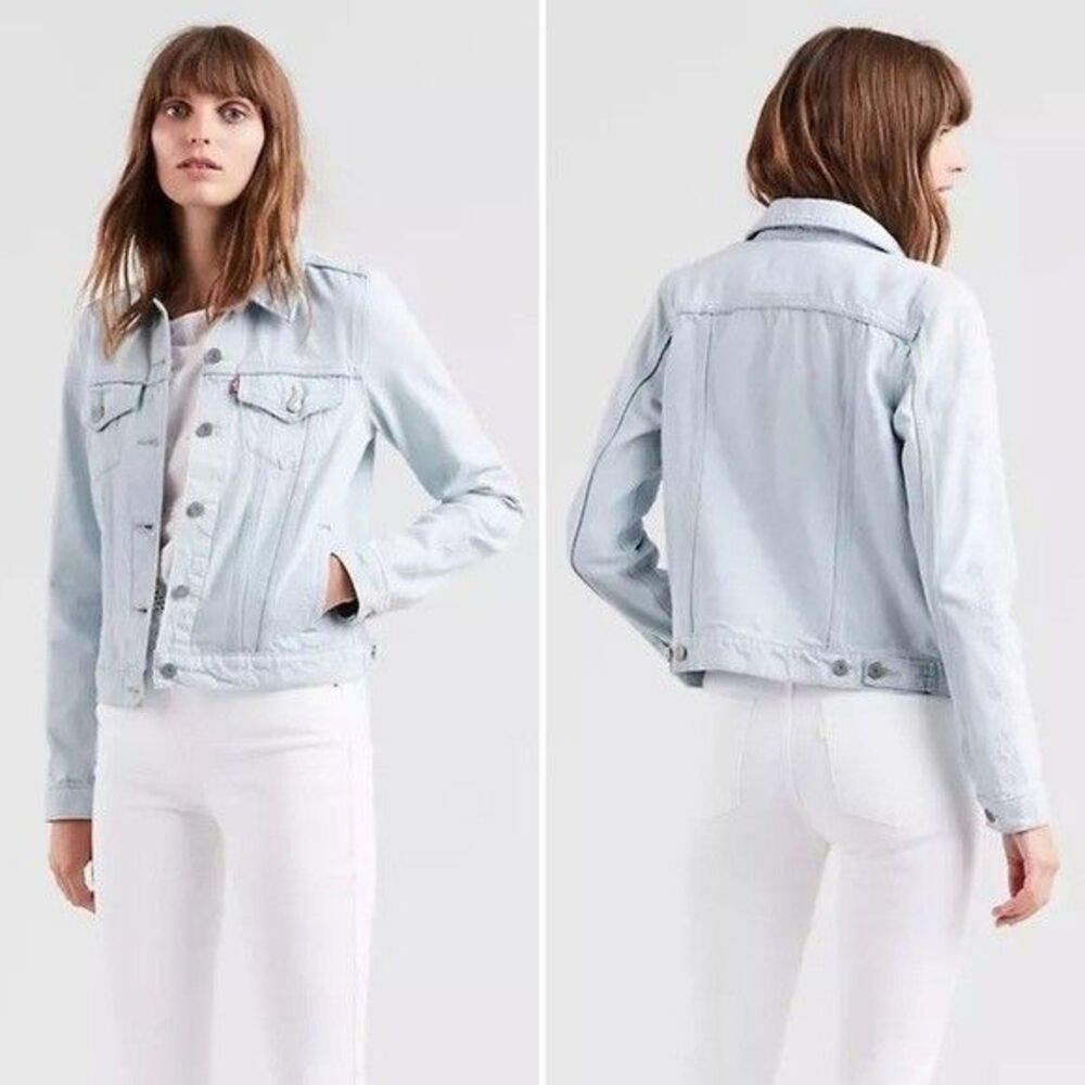 Levi's Embroidered Floral Denim Trucker Jacket Women's Size XL Light Wash